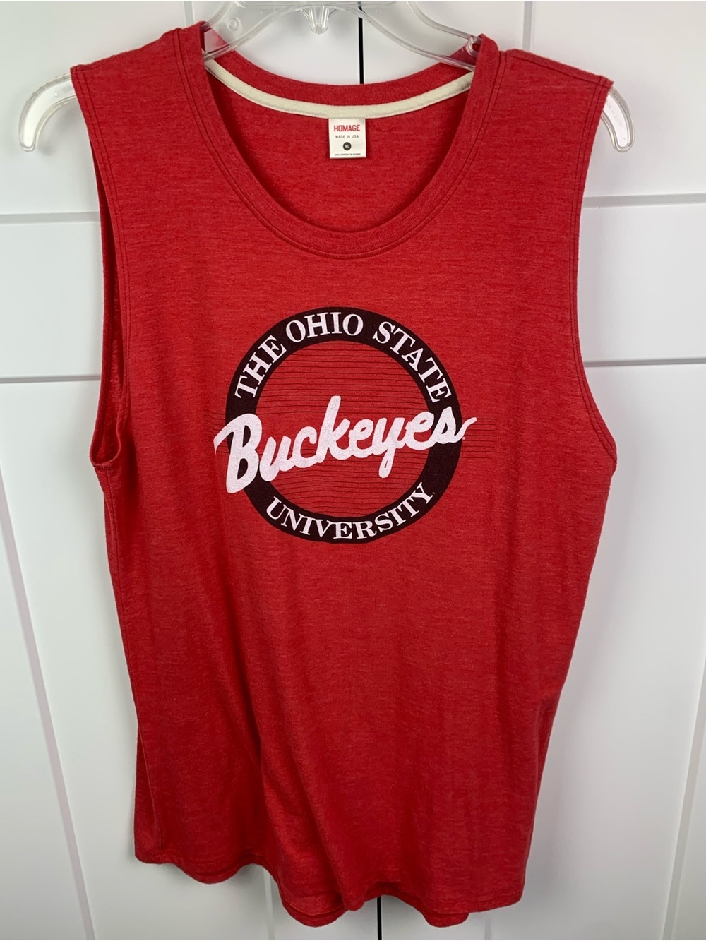 Homage Ohio State University Men’s XL Cut Off Sleeveless Tee Tank OSU Buckeyes